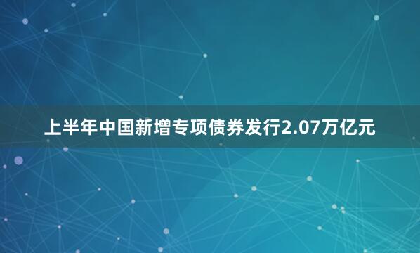 上半年中国新增专项债券发行2.07万亿元