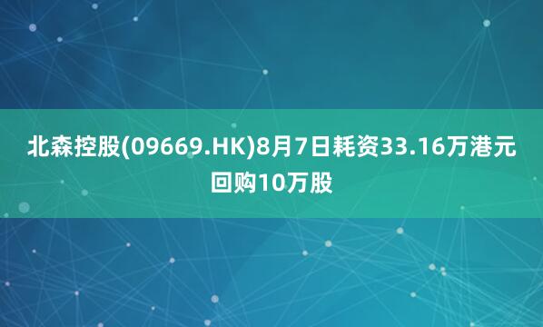 北森控股(09669.HK)8月7日耗资33.16万港元回购10万股