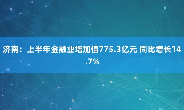 济南：上半年金融业增加值775.3亿元 同比增长14.7%