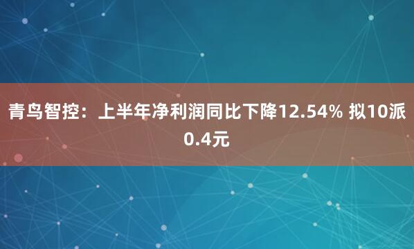 青鸟智控：上半年净利润同比下降12.54% 拟10派0.4元