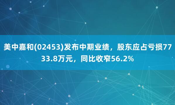 美中嘉和(02453)发布中期业绩，股东应占亏损7733.8万元，同比收窄56.2%
