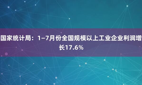 国家统计局：1—7月份全国规模以上工业企业利润增长17.6%